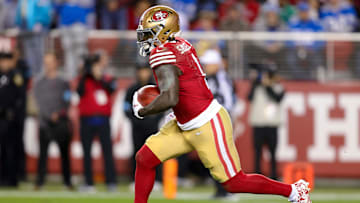 Dec 30, 2024; Santa Clara, California, USA; San Francisco 49ers wide receiver Deebo Samuel Sr. (1) during the game against the Detroit Lions at Levi's Stadium. Mandatory Credit: Sergio Estrada-Imagn Images