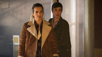 Supernatural -- "Wayward Sisters" -- Image Number: SN1310b_0202.jpg -- Pictured (L-R): Briana Buckmaster as Donna and Kim Rhodes as Jody Mills 