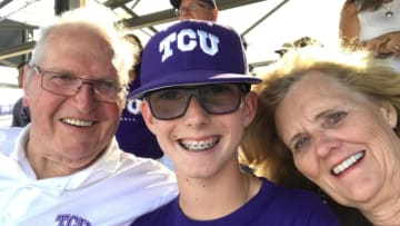 George and Susan Grimes with their grandson Ryder Solberg in Omaha to watch TCU in the 2017 College World Series.