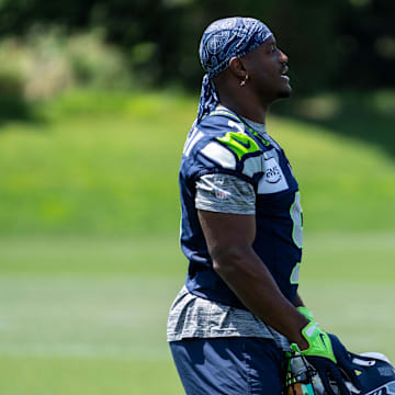 Jun 11, 2025; Renton, WA, USA; Seattle Seahawks running back Kenneth Walker III (9) is pictured during mini-camp at Virginia Mason Athletic Center. Mandatory Credit: Stephen Brashear-Imagn Images