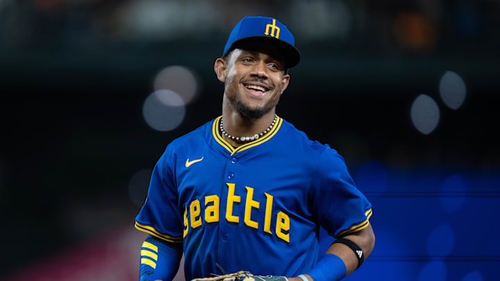 Seattle Mariners centerfielder Julio Rodriguez (44) is pictured during a game against the San Francisco Giants at T-Mobile Park on Aug 23.