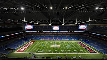 Dec 28, 2023; San Antonio, TX, USA; A general overall view of an empty Alamodome. Mandatory Credit: Kirby Lee-Imagn Images