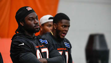 The Cincinnati Bengals practice in the off season on Tuesday May 20, 2025. Bengals 2025 draft pick Shemar Stewart (97).