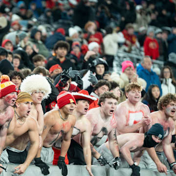 Nov 29, 2024; East Rutherford, NJ, USA; Bergen Catholic vs. Don Bosco in the NJSIAA Non-Public A football final at MetLife Stadium. Bergen Catholic fans cheer for their team.