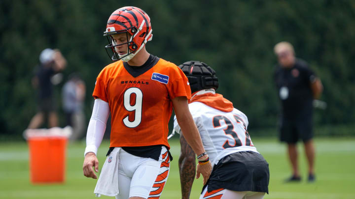 Bengals Joe Burrow during the second day of Bengals training camp on Thursday July 25, 2024.