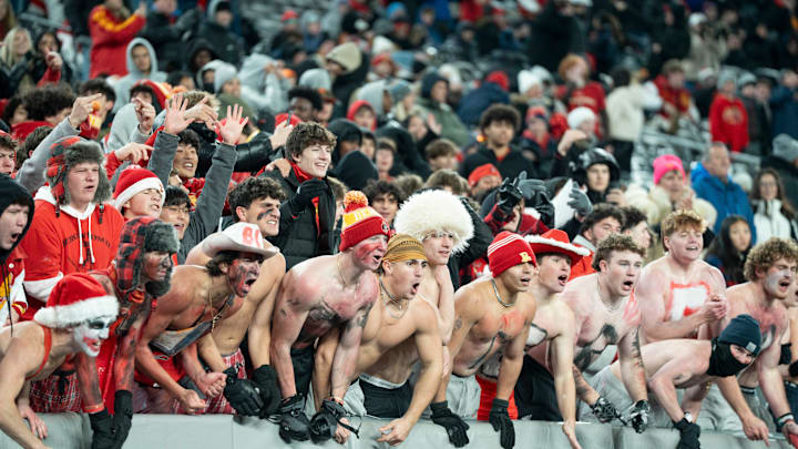 Nov 29, 2024; East Rutherford, NJ, USA; Bergen Catholic vs. Don Bosco in the NJSIAA Non-Public A football final at MetLife Stadium. Bergen Catholic fans cheer for their team.
