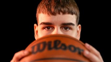 Oklahoma guard Nikola Topic (44) poses for a photo shoot during Thunder media day at Paycom Center in Oklahoma City on Monday, Sept. 29, 2025.