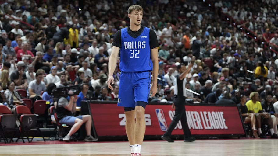 Dallas Mavericks forward Cooper Flagg (32) looks on during the first quarter of their game against the San Antonio Spurs. | Candice Ward-Imagn Images