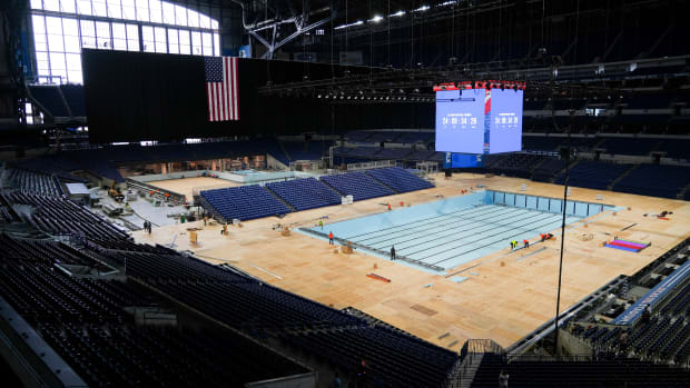 The construction of the pool in Indianapolis was still ongoing in late May.