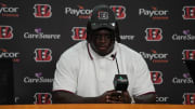 Amarius Mims joins the Bengals, speaking at a press conference at Paycor Stadium on Friday April 26, 2024.