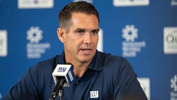 New York Giants General Manager Joe Schoen speaks at a press conference during day one of the New York Giants training camp at Quest Diagnostics Giants Training Center in East Rutherford on Wednesday, July 23, 2025.