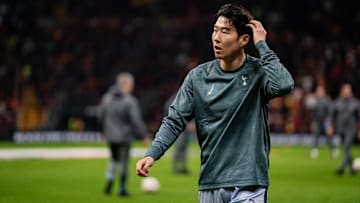 Heung-Min Son warming up ahead of the Europa League tie with Galatasaray