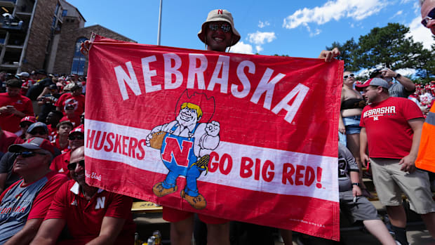 Nebraska Cornhuskers fans during the fourth quarter against the Colorado Buffaloes at Folsom Field.