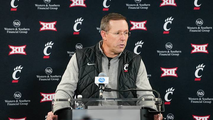 Cincinnati Bearcats football coach Scott Satterfield was previously head coach at Appalachian State and Louisville. He's coached at UC since 2023 and posted a 7-6 mark in 2025, losing in January's AutoZone Liberty Bowl to Navy.