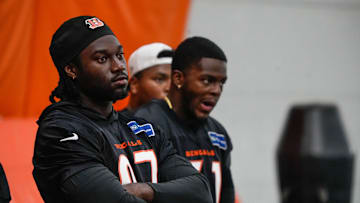 The Cincinnati Bengals practice in the off season on Tuesday May 20, 2025. Bengals 2025 draft pick Shemar Stewart (97).