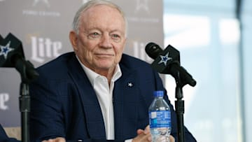 Dallas Cowboys owner Jerry Jones speaks to the media at a press conference at the Star. 