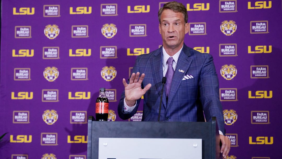 New LSU football coach Lane Kiffin was introduced to the media on Monday. 