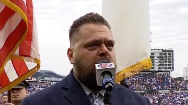 Vincent II singing the national anthem. Vincent II singing the national anthem.