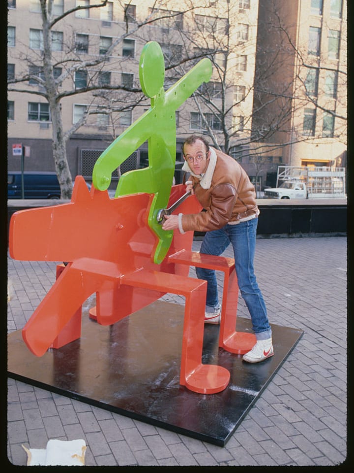 Keith Haring Adjusting Sculpture with Wrench