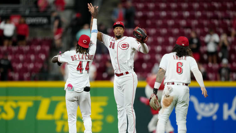 Cincinnati Reds Elly De La Cruz, Jonathan India, Will Benson