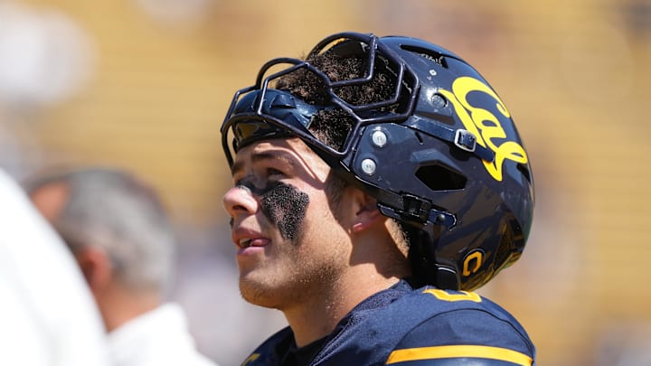 Sep 6, 2025; Berkeley, California, USA; California Golden Bears linebacker Cade Uluave (0) before the game against the Texas Southern Tigers at California Memorial Stadium. Mandatory Credit: Darren Yamashita-Imagn Images