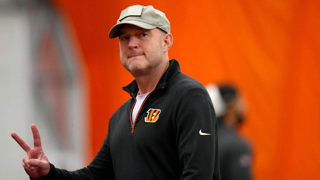 Cincinnati Bengals Director of Player Personnel Duke Tobin walks off the field at the conclusion of the team's rookie mini camp, Friday, May 12, 2023, inside the team's indoor practice bubble in Cincinnati.