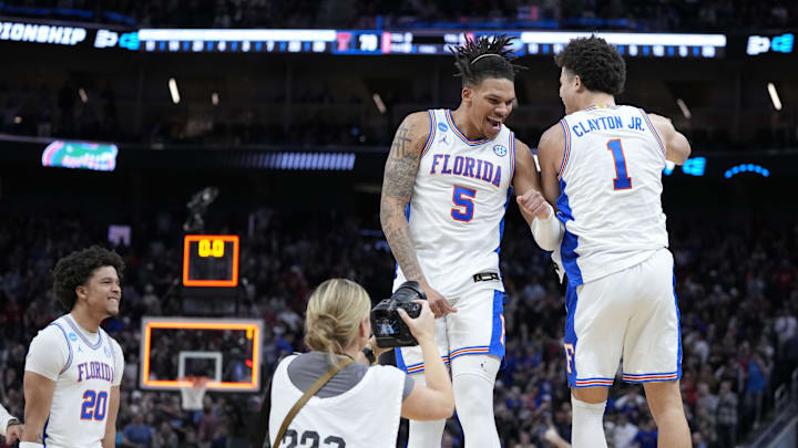 The Florida Gators are favored in the Final Four against Auburn. The Florida Gators are favored in the Final Four against Auburn.