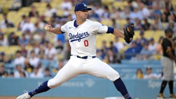 Aug 9, 2024; Los Angeles, California, USA;  Los Angeles Dodgers starting pitcher Jack Flaherty (0) delivers to the plate in the first inning against the Pittsburgh Pirates at Dodger Stadium. Mandatory Credit: Jayne Kamin-Oncea-USA TODAY Sports