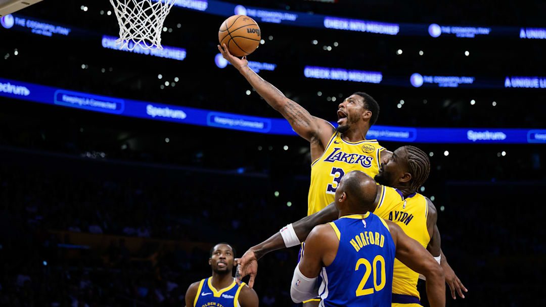 Oct 21, 2025; Los Angeles, California, USA; Los Angeles Lakers guard Marcus Smart (36) shoots during the first half against the Golden State Warriors at Crypto.com Arena. Mandatory Credit: William Liang-Imagn Images Oct 21, 2025; Los Angeles, California, USA; Los Angeles Lakers guard Marcus Smart (36) shoots during the first half against the Golden State Warriors at Crypto.com Arena. Mandatory Credit: William Liang-Imagn Images