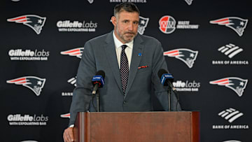 Mike Vrabel addresses the media at a press conference to announce his hiring as the New England Patriots head coach at Gillette Stadium.