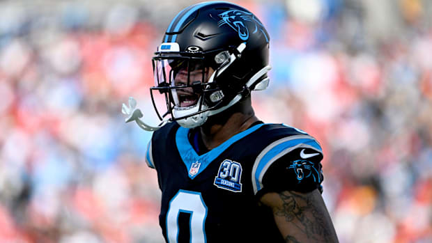 Carolina Panthers tight end Ja'Tavion Sanders.
