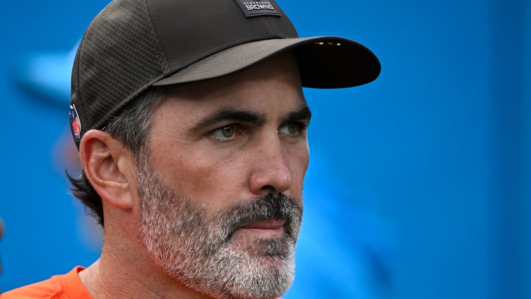 Aug 8, 2025; Charlotte, North Carolina, USA; Cleveland Browns head coach Kevin Stefanski before the game at Bank of America Stadium. Mandatory Credit: Bob Donnan-Imagn Images