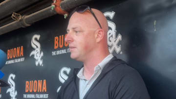 David Keller speaks about the White Sox international scouting department on Sept. 16 at Rate Field.