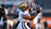 Purdue Boilermakers wide receiver Jayden Dixon-Veal (0) catches a pass