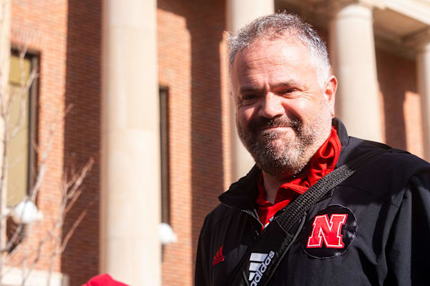 Nebraska Cornhuskers head coach Matt Rhule walks into the stadium before the game against the Wisconsin Badgers