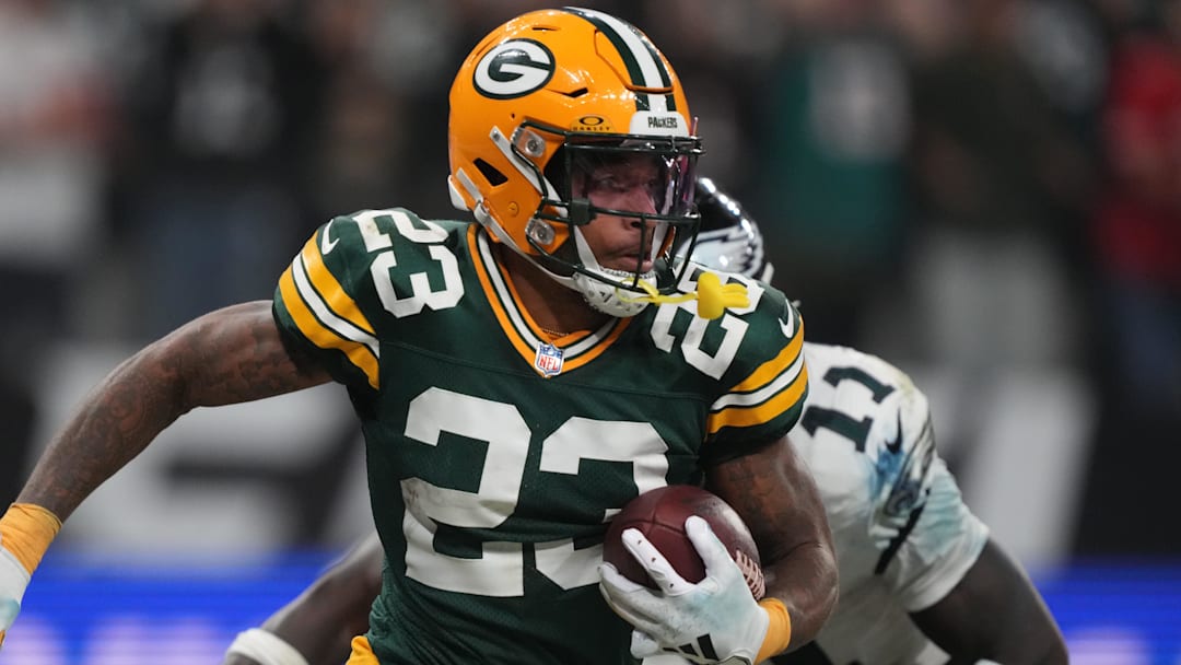 Sep 6, 2024; Sao Paulo, BRA; Green Bay Packers cornerback Jaire Alexander (23) runs during the second half against the Philadelphia Eagles at Neo Quimica Arena. Mandatory Credit: Kirby Lee-Imagn Images Sep 6, 2024; Sao Paulo, BRA; Green Bay Packers cornerback Jaire Alexander (23) runs during the second half against the Philadelphia Eagles at Neo Quimica Arena. Mandatory Credit: Kirby Lee-Imagn Images