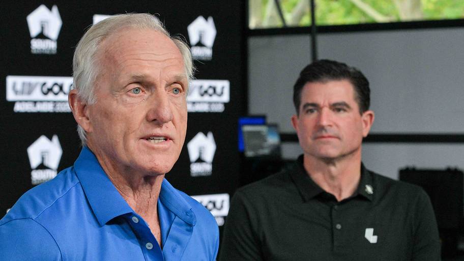 Greg Norman and LIV Golf CEO Scott O'Neil in February 2025