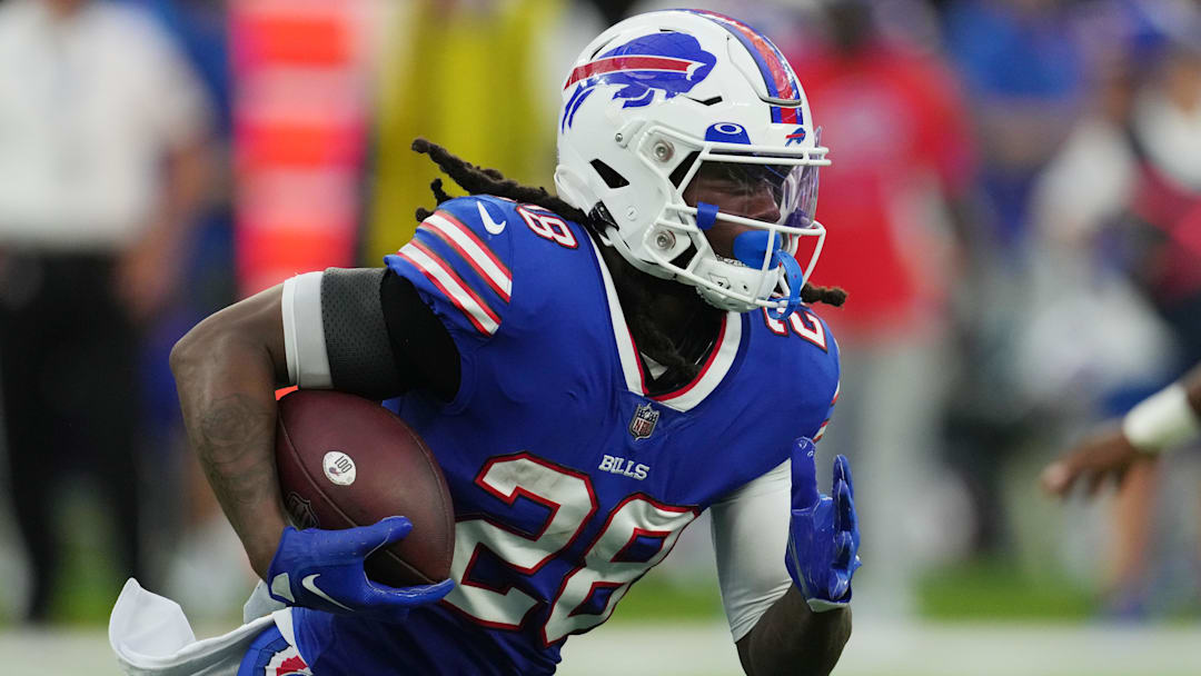 Buffalo Bills running back James Cook. Buffalo Bills running back James Cook.