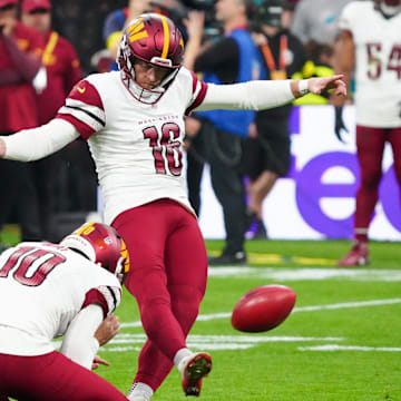 Commanders kicker Matt Gay was released after missing a game-winning field goal attempt in Sunday's loss to the Dolphins.