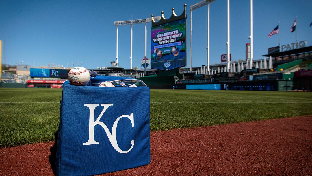 Apr 7, 2024; Kansas City, Missouri, USA; Kansas City Royals ball bag on the field prior to the game against the Chicago White Sox at Kauffman Stadium. Mandatory Credit: William Purnell-USA TODAY Sports Apr 7, 2024; Kansas City, Missouri, USA; Kansas City Royals ball bag on the field prior to the game against the Chicago White Sox at Kauffman Stadium. Mandatory Credit: William Purnell-USA TODAY Sports