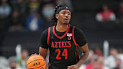 San Diego State Aztecs guard Taj DeGourville. 