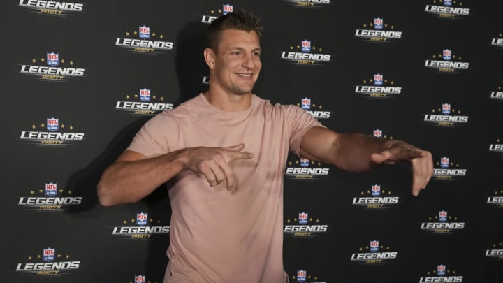 Feb 11, 2022; Los Angeles, CA, USA; Tampa Bay Buccaneers tight end Rob Gronkowski during the NFL