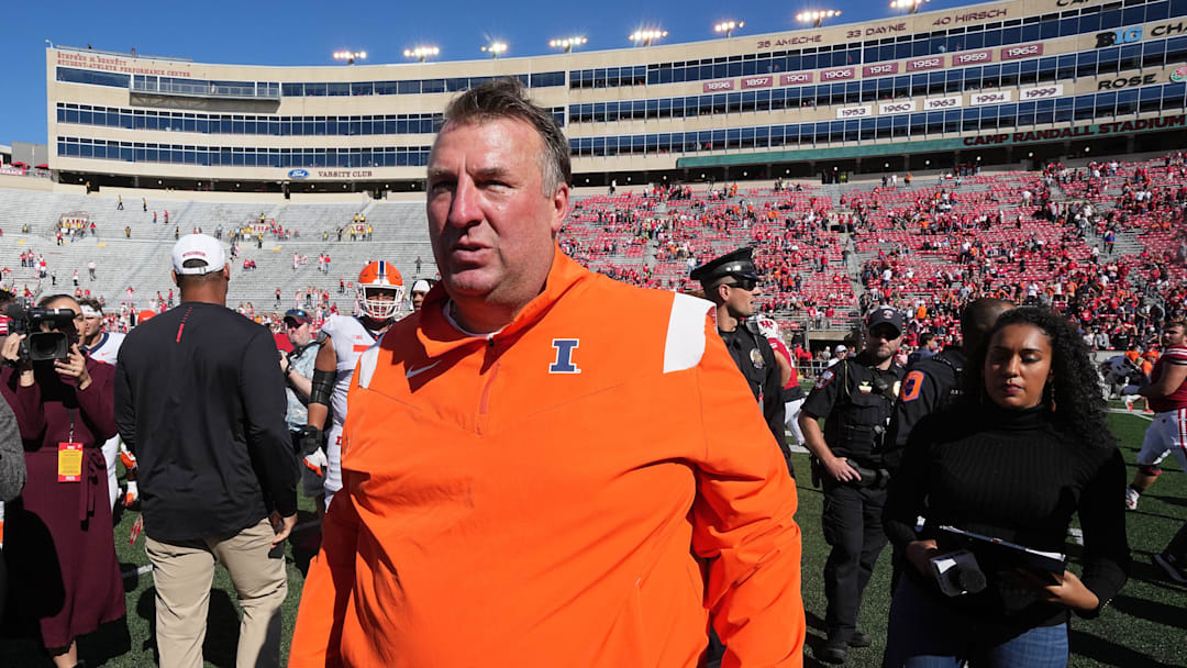 Illinois head coach Bret Bielema is shown after their game Saturday, October 1, 2022 at Camp Randall Stadium in Madison, Wis. Illinois beat Wisconsin 34-10.
MARK HOFFMAN/MILWAUKEE JOURNAL SENTINEL Illinois head coach Bret Bielema is shown after their game Saturday, October 1, 2022 at Camp Randall Stadium in Madison, Wis. Illinois beat Wisconsin 34-10.
MARK HOFFMAN/MILWAUKEE JOURNAL SENTINEL