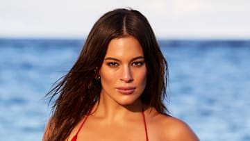 Ashley Graham was photographed by Josie Clough in Nevis. Swimsuit by Ola Vida.