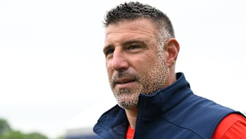 Jun 9, 2025; Foxborough, MA, USA; New England Patriots head coach Mike Vrabel leaves the practice fields after minicamp at Gillette Stadium. Mandatory Credit: Eric Canha-Imagn Images