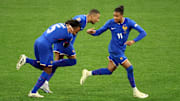 Michael Olise a inscrit son premier but avec l'équipe de France face à la Croatie (2-0). 