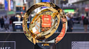 The FIFA Club World Cup trophy on display in Manhattan.