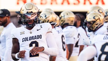 Sep 7, 2024; Lincoln, Nebraska, USA; Colorado Buffaloes quarterback Shedeur Sanders (2) warms up before the game against the Nebraska Cornhuskers at Memorial Stadium. Mandatory Credit: Dylan Widger-Imagn Images