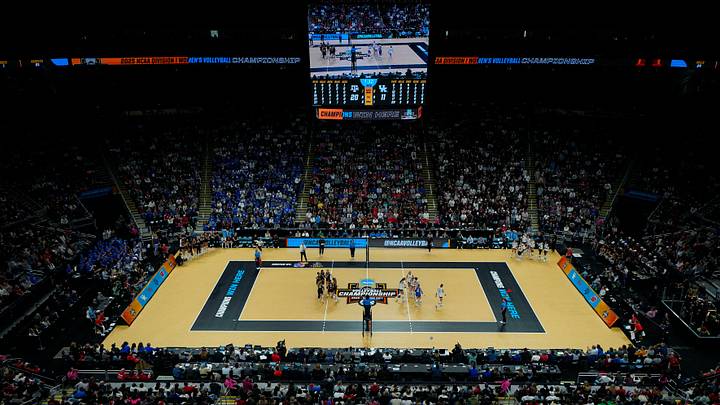 Dec 21, 2025; Kansas City, MO, USA; A general view of the court during the second set of the 2025 NCAA Women’s Volleyball Championship between the Kentucky Wildcats and the Texas A&M Aggies at T-Mobile Center. Mandatory Credit: Jay Biggerstaff-Imagn Images Dec 21, 2025; Kansas City, MO, USA; A general view of the court during the second set of the 2025 NCAA Women’s Volleyball Championship between the Kentucky Wildcats and the Texas A&M Aggies at T-Mobile Center. Mandatory Credit: Jay Biggerstaff-Imagn Images