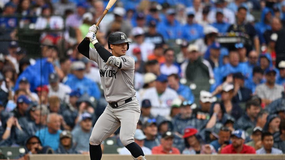Jul 31, 2026; Chicago, Illinois, USA; New York Yankees shortstop Anthony Volpe (11) at bat Jul 31, 2026; Chicago, Illinois, USA; New York Yankees shortstop Anthony Volpe (11) at bat
